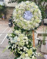 Vòng Hoa Tang Lễ 3 Tầng Lan Thái Trắng Và Tú Cầu Sang Trọng
