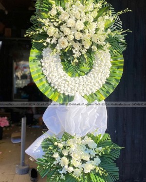 Vòng Hoa Viếng Đẹp Lan Thái Trắng Và Hồng Trắng Thành Kính