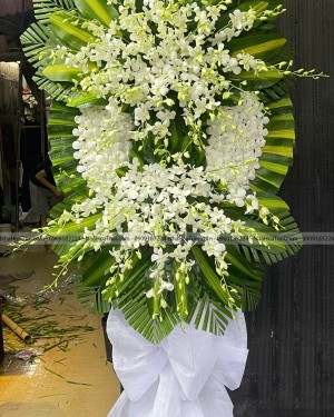 Vòng Hoa Viếng Đẹp Lan Thái Trắng Trang Trọng