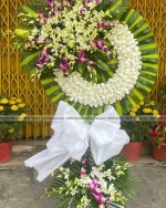 Kệ Hoa Tang Lễ 2 Tầng Kính Viếng Lan Thái Trắng Và Tím