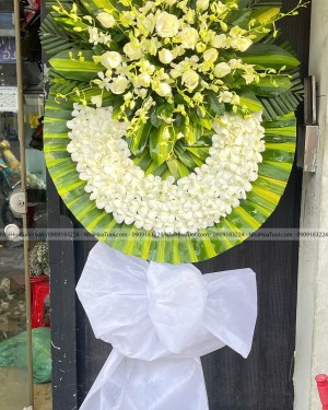 Lẵng Hoa Viếng Giá Rẻ Lan Thái Trắng Trang Nghiêm