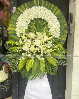 Hoa Viếng 1 Tầng Lan Thái Trắng Và Hồng Trắng Trang Trọng